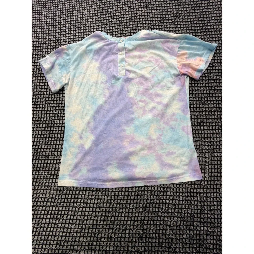 Ekouaer Sleep Shirt Womens Pastel Tie Dye Henley Short Sleeve Top